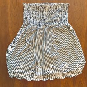 LOFT Stretch Smocked Eyelet Strapless Top Size L